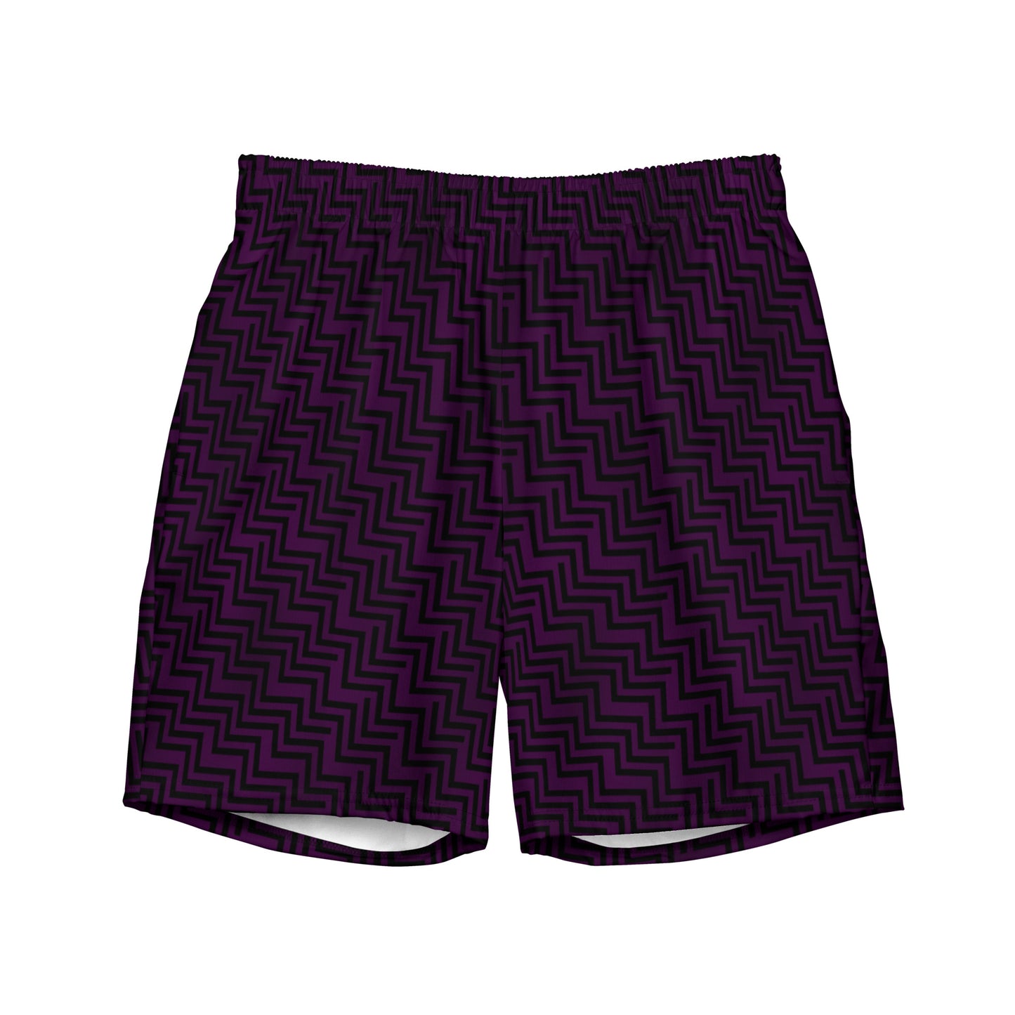 Men's Swim Trunks Purple & Black Zig Zag Print