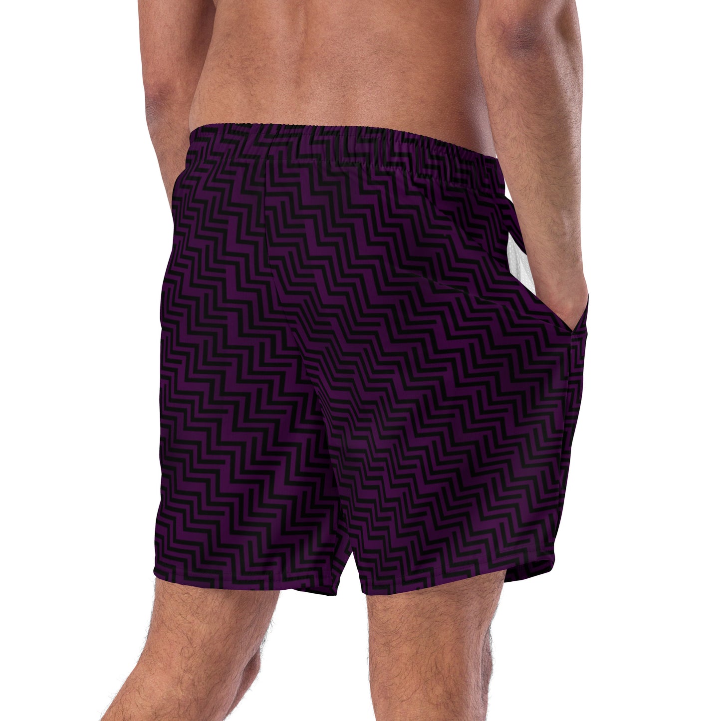 Men's Swim Trunks Purple & Black Zig Zag Print