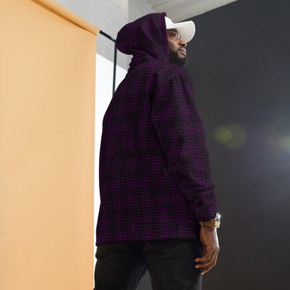 Unisex Hoodie Black & Purple Houndstooth-Gingham Mix