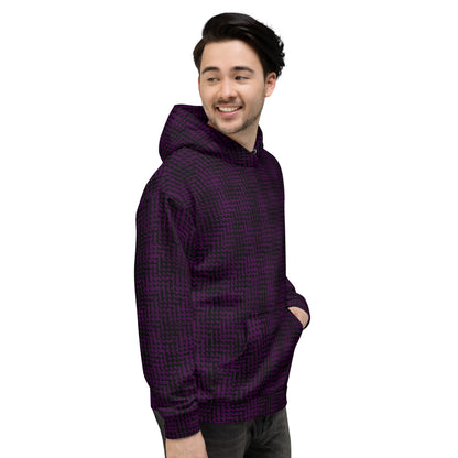 Unisex Hoodie Black & Purple Houndstooth-Gingham Mix