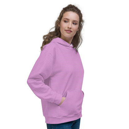 Women's Hoodie Pink Houndstooth-Gingham Mix