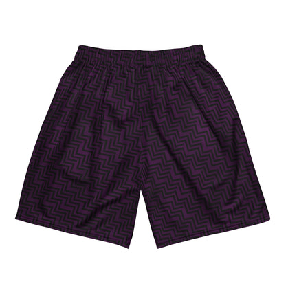 Unisex Mesh Shorts Purple & Black Zig Zag Print