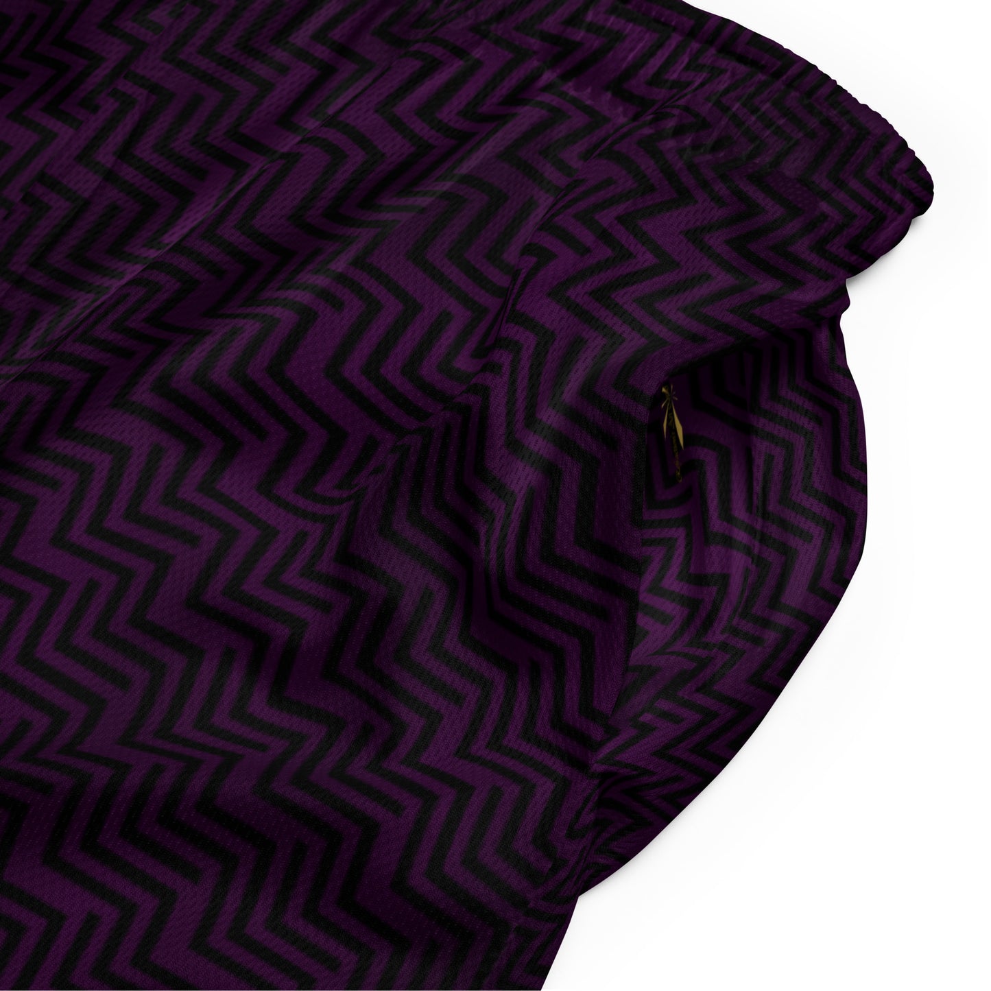 Unisex Mesh Shorts Purple & Black Zig Zag Print