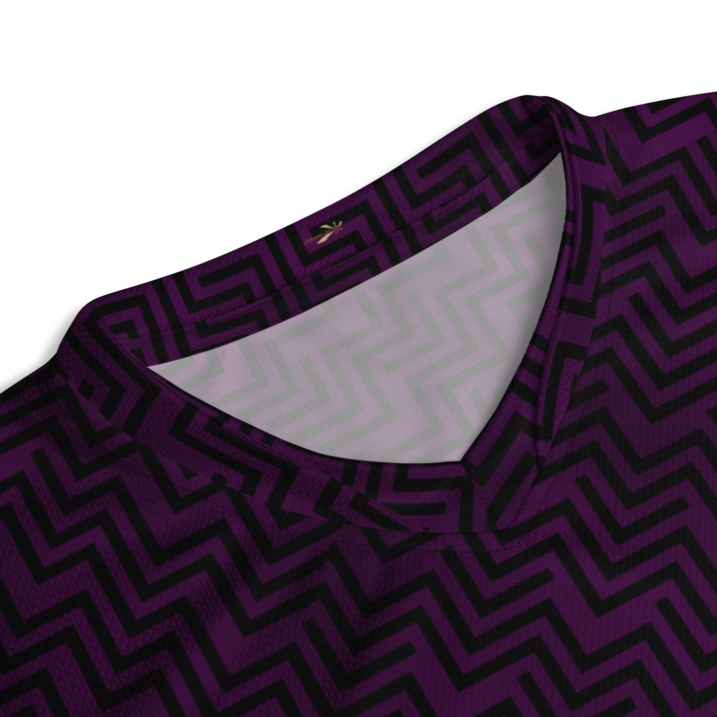 Recycled Unisex Sports Jersey Purple & Black Zig Zag Print