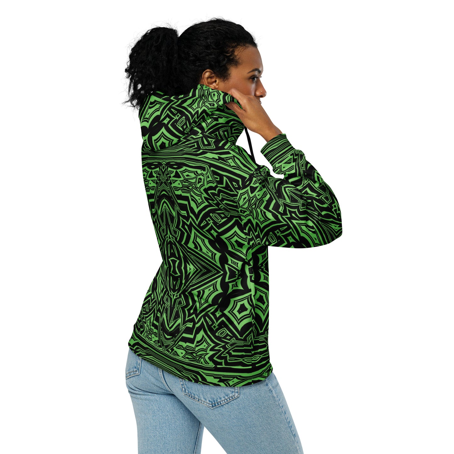 Unisex Zip Hoodie Abstract Geometric Green