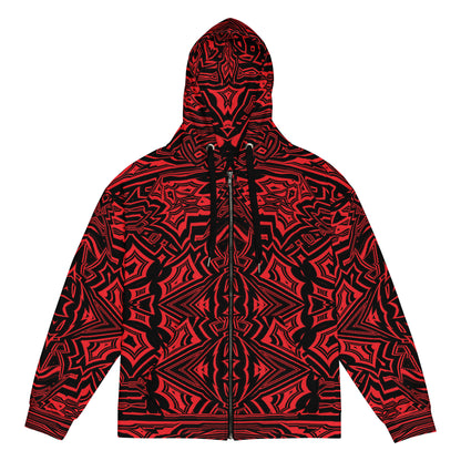 Unisex Zip Hoodie Abstract Geometric Red