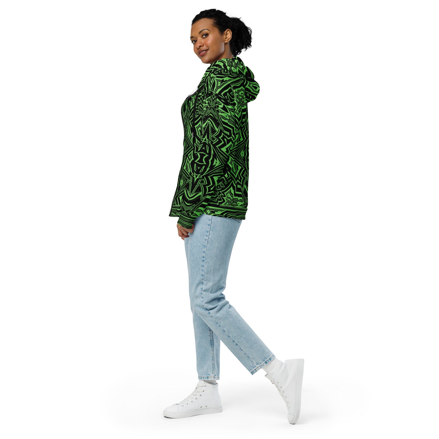 Unisex Zip Hoodie Abstract Geometric Green