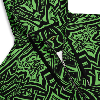 Unisex Zip Hoodie Abstract Geometric Green