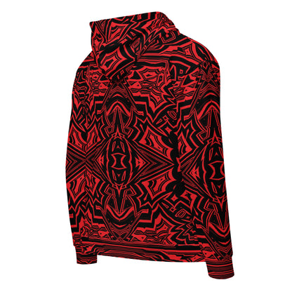 Unisex Zip Hoodie Abstract Geometric Red