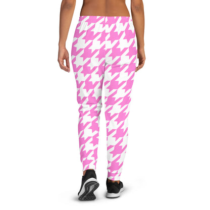 Women's Joggers Pink Houndstooth