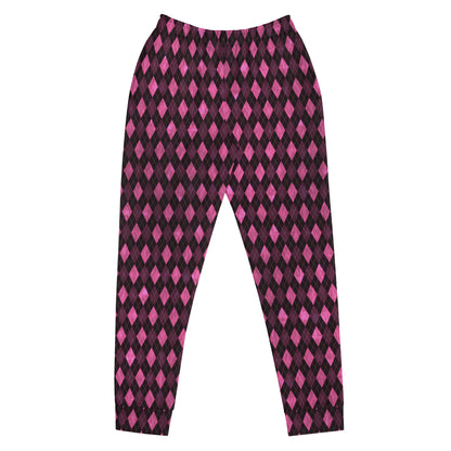 Women's Joggers Hot Pink Argyle