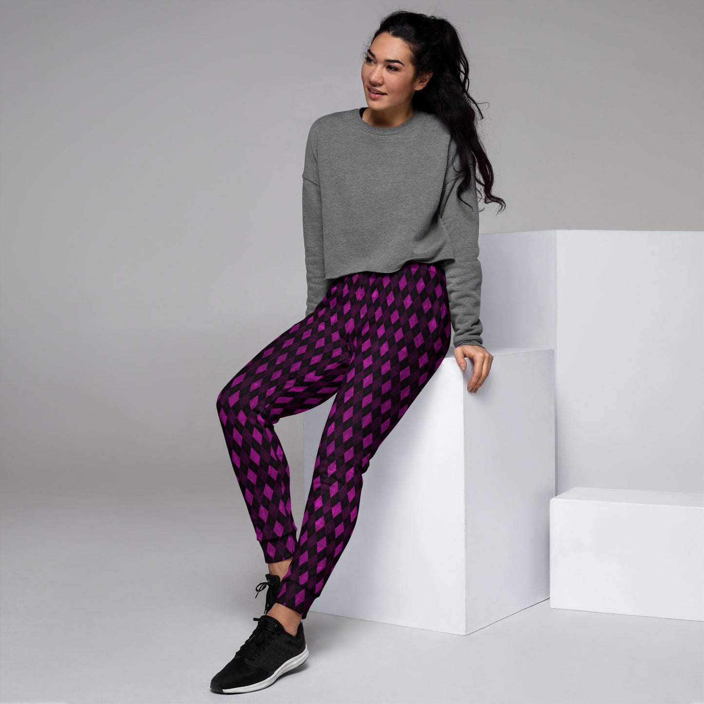 Women's Joggers Plum Argyle