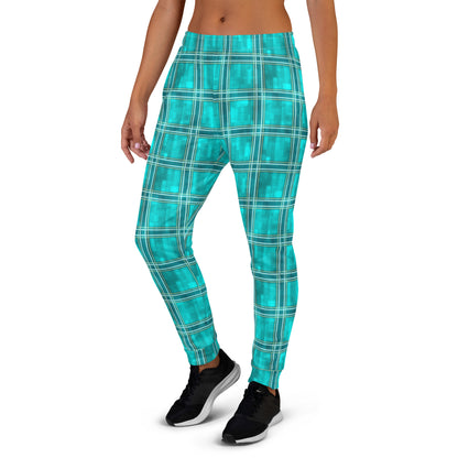 Women's Joggers Teal Plaid