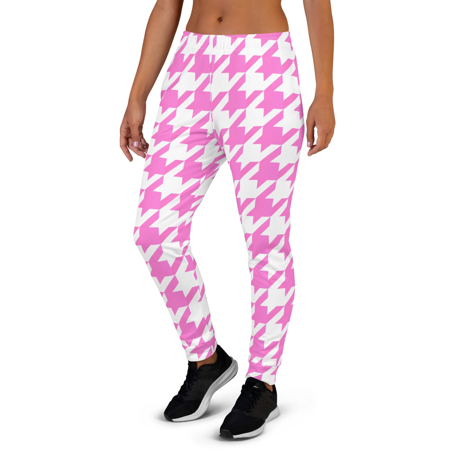 Women's Joggers Pink Houndstooth