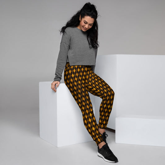 Women's Joggers Orange Argyle