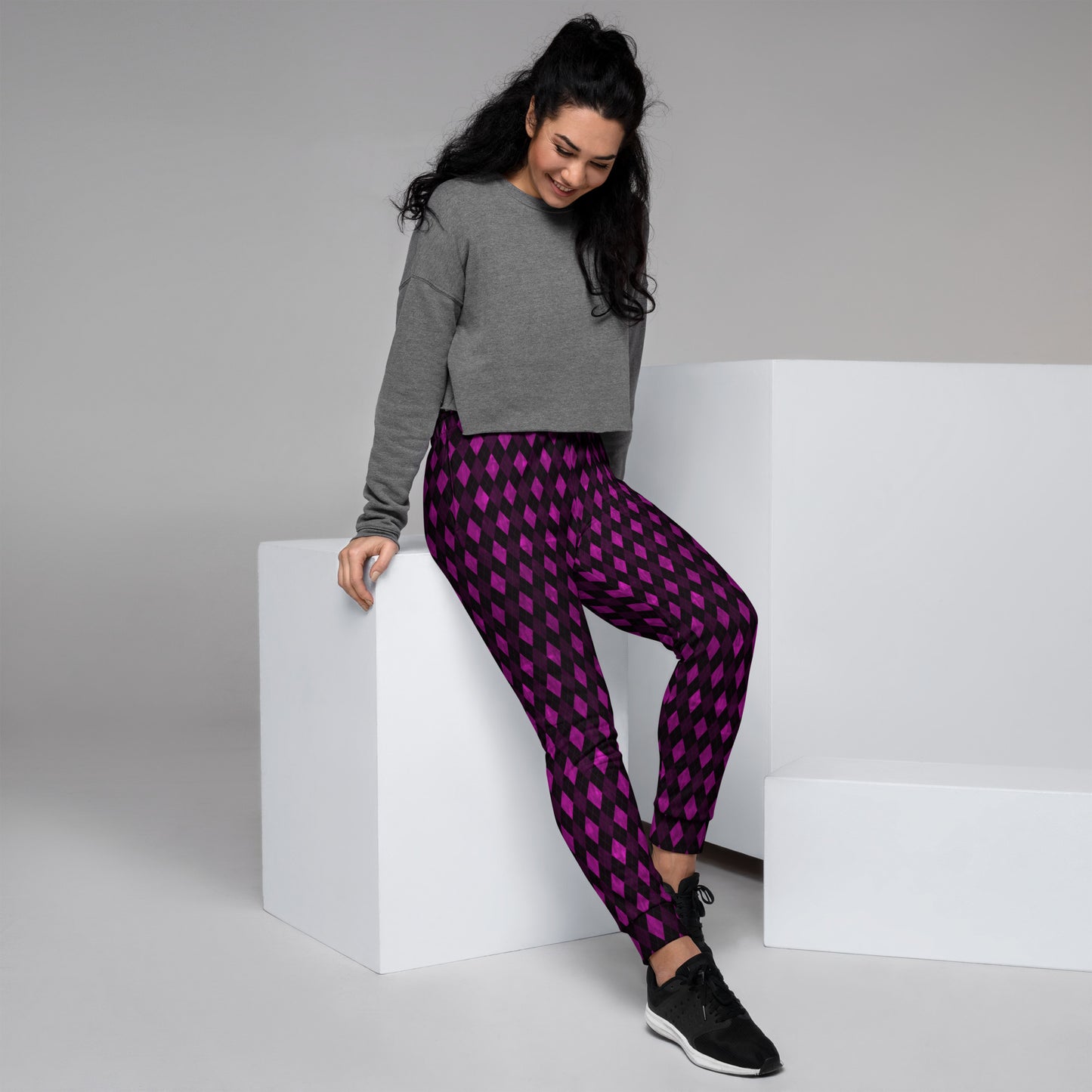 Women's Joggers Plum Argyle