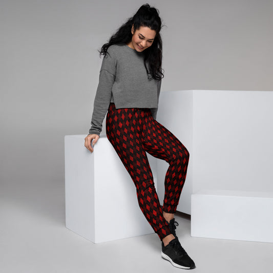 Women's Joggers Red Argyle