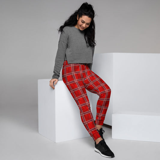 Women's Joggers Red Plaid