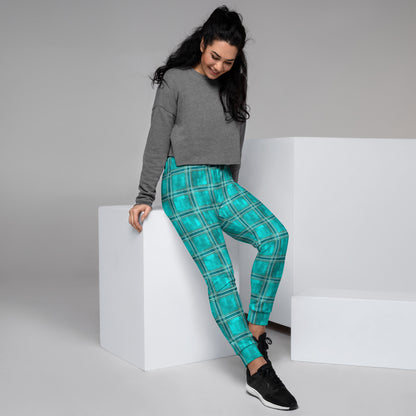 Women's Joggers Teal Plaid