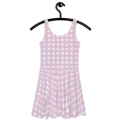 Women's White Polka Dot Pink Skater Dress