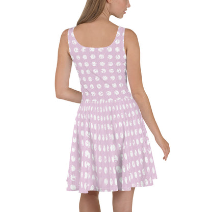 Women's White Polka Dot Pink Skater Dress