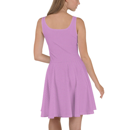 Women's Skater Dress Pink Houndstooth-Gingham Mix