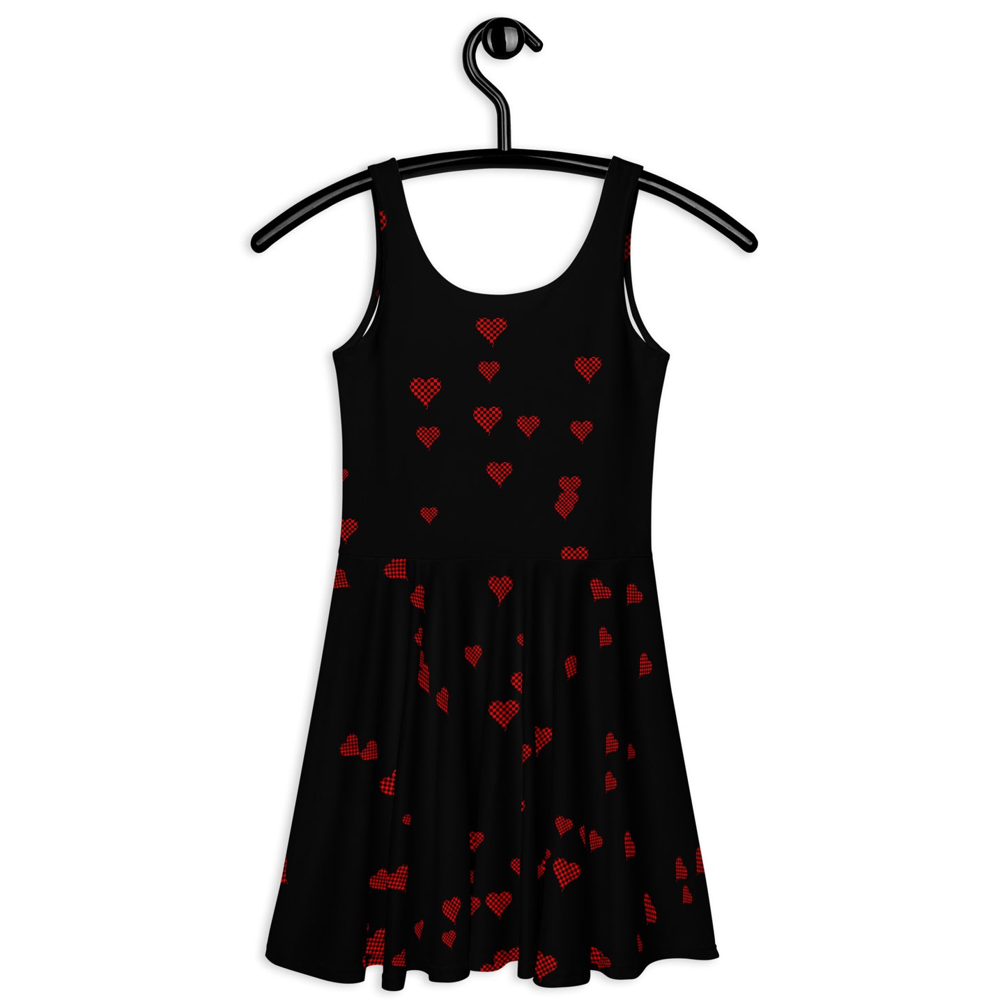 Skater Dress Checkered Heart XOXO Black