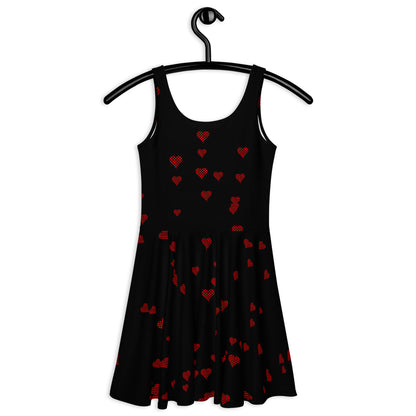 Skater Dress Checkered Heart XOXO Black