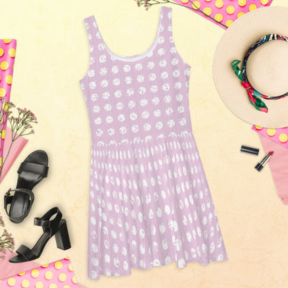 Women's White Polka Dot Pink Skater Dress