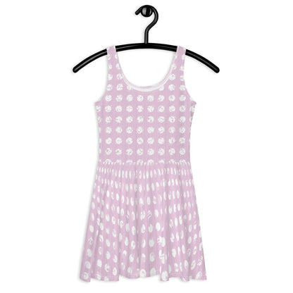 Women's White Polka Dot Pink Skater Dress