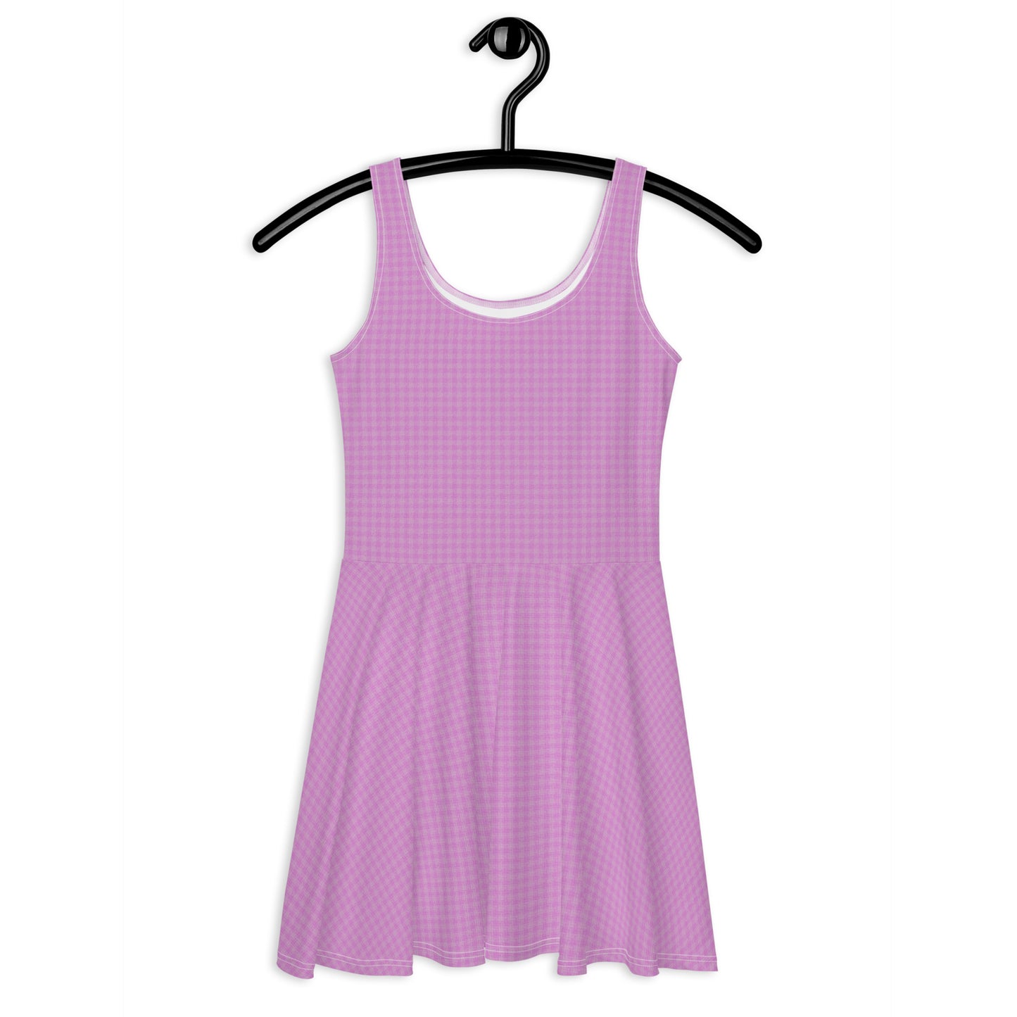 Women's Skater Dress Pink Houndstooth-Gingham Mix