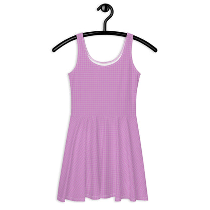 Women's Skater Dress Pink Houndstooth-Gingham Mix