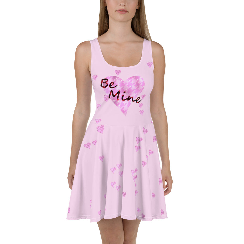 Skater Dress Houndstooth Heart Be Mine Pink