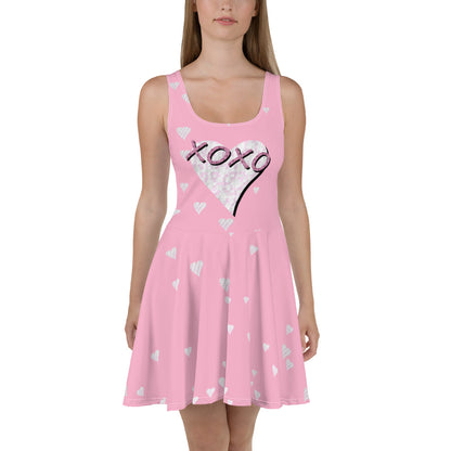 Skater Dress Hex Heart XOXO Pink