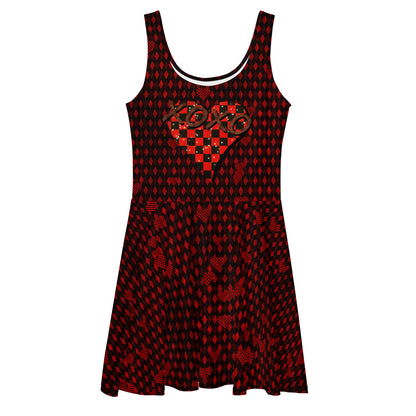 Skater Dress Checkered Heart XOXO Red Argyle