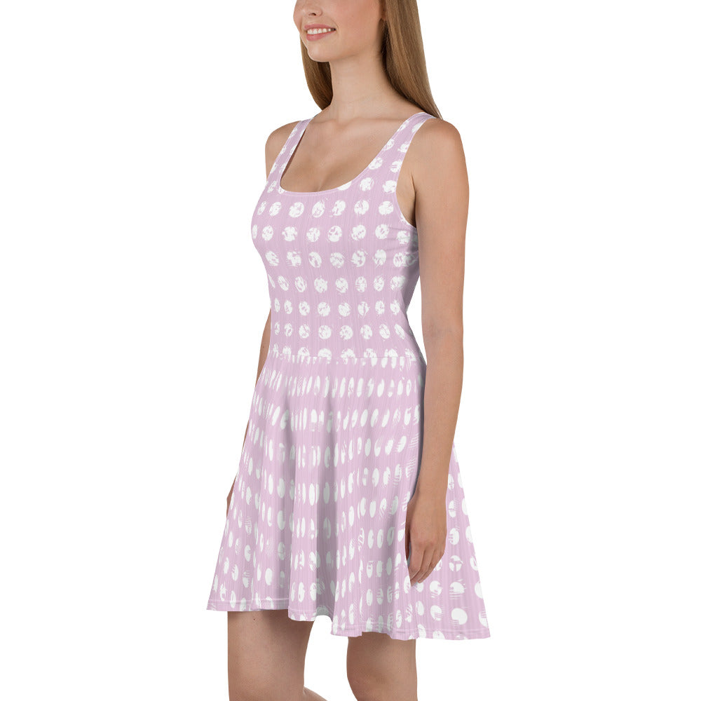 Women's White Polka Dot Pink Skater Dress