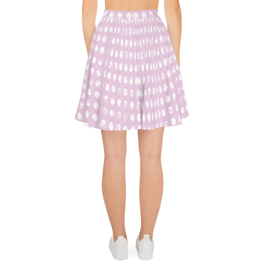 Women's White Polka Dot Pink Skater Skirt