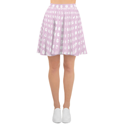 Women's White Polka Dot Pink Skater Skirt