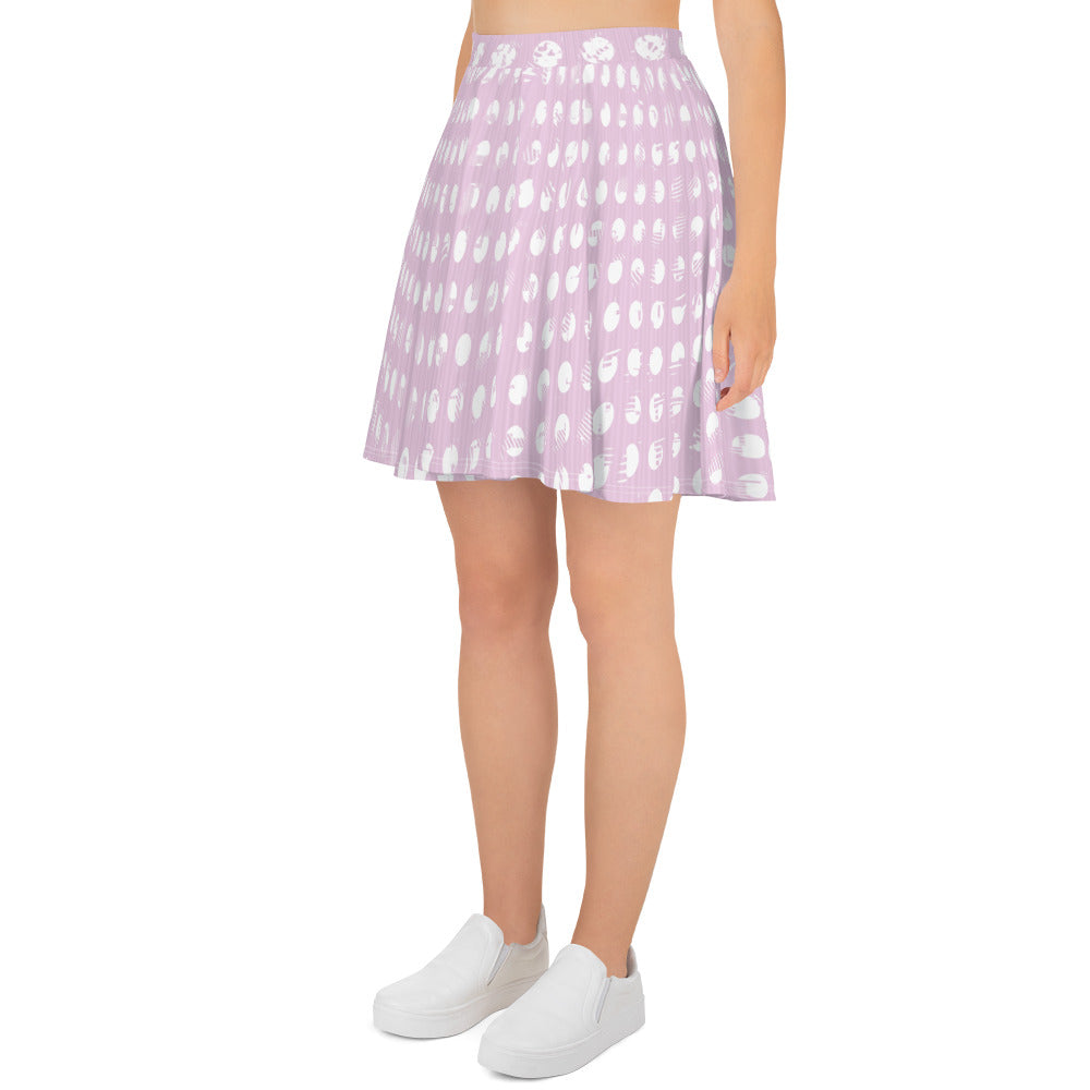 Women's White Polka Dot Pink Skater Skirt