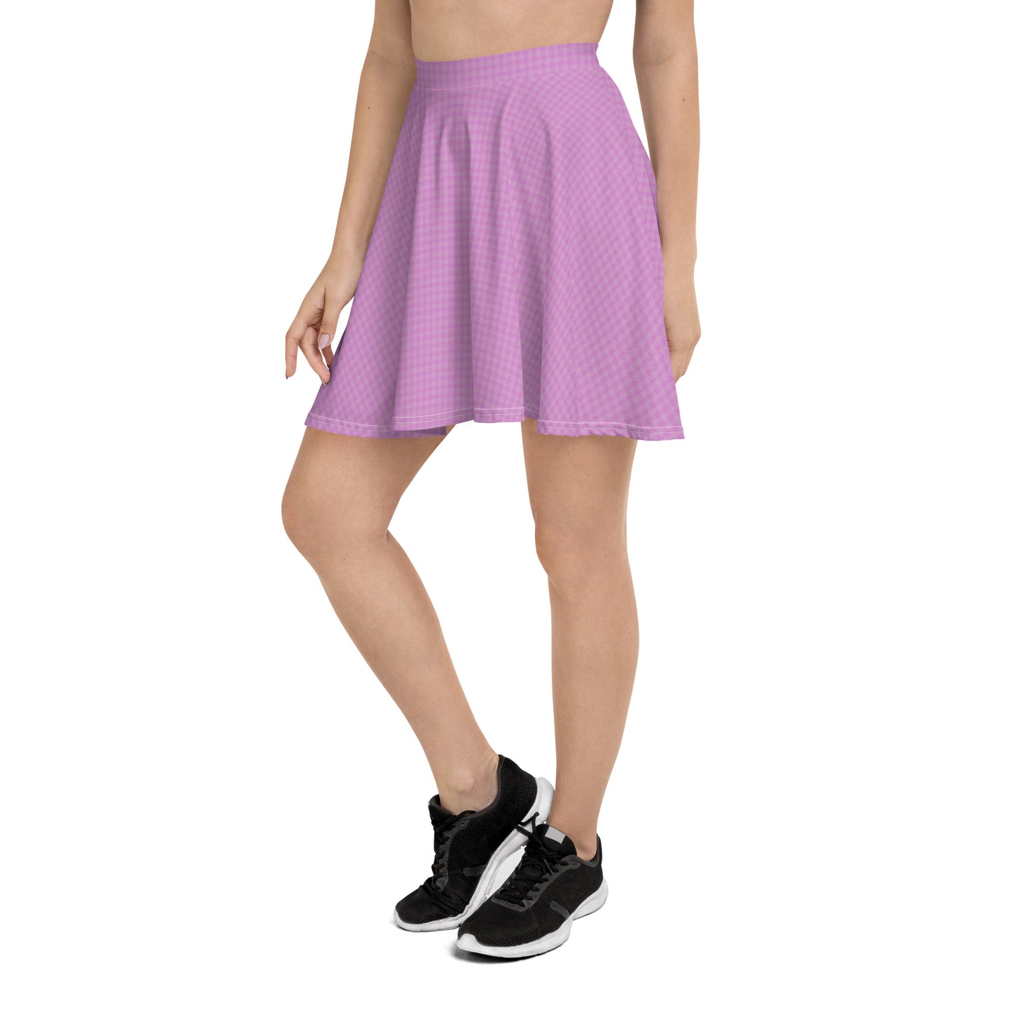 Women's Skater Skirt Pink Houndstooth-Gingham Mix