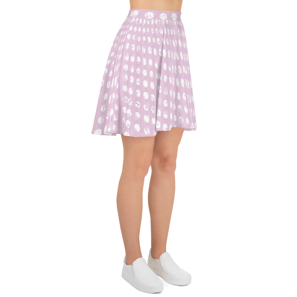 Women's White Polka Dot Pink Skater Skirt