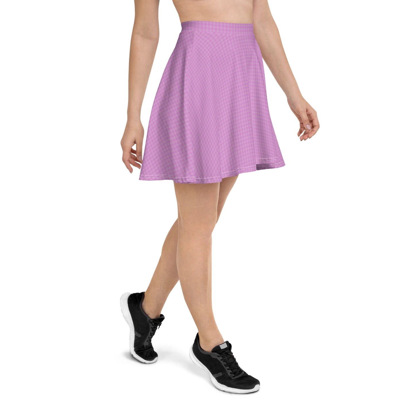 Women's Skater Skirt Pink Houndstooth-Gingham Mix