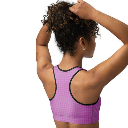 Women's Sports Bra Pink Houndstooth-Gingham Mix