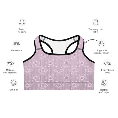 Women's Light Pink Floral Sports Bra