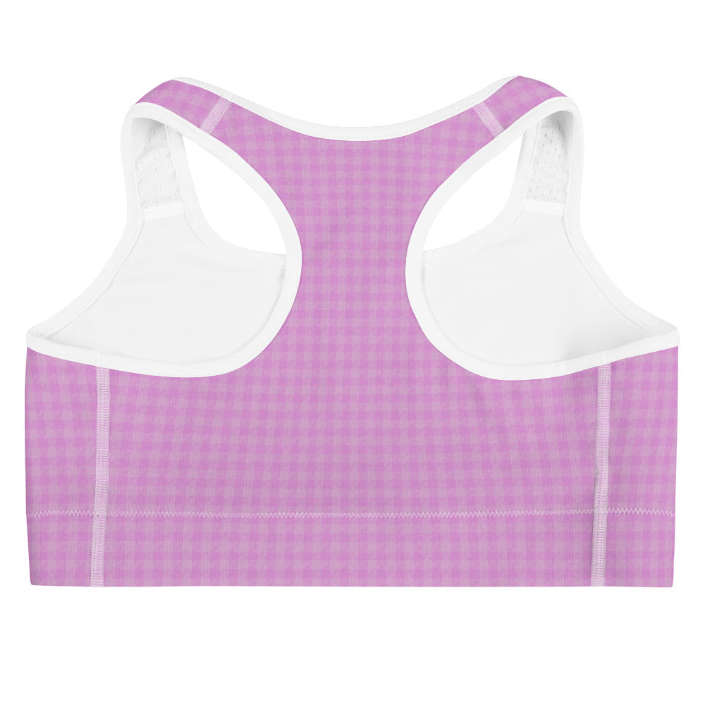 Women's Sports Bra Pink Houndstooth-Gingham Mix