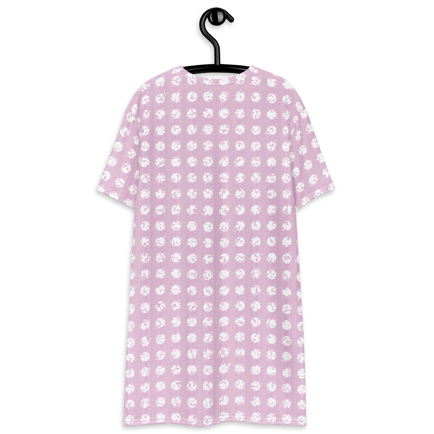 Women's White Polka Dot Pink T-Shirt Dress