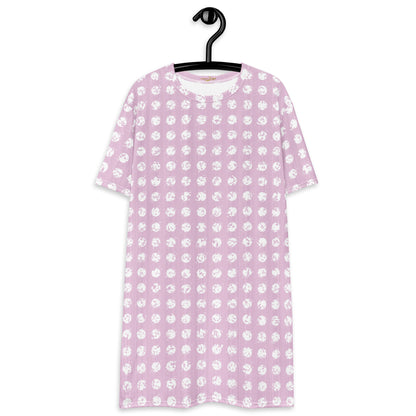 Women's White Polka Dot Pink T-Shirt Dress