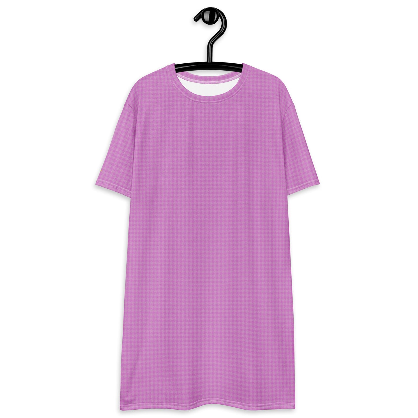 Women's T-shirt Dress Pink Houndstooth-Gingham Mix