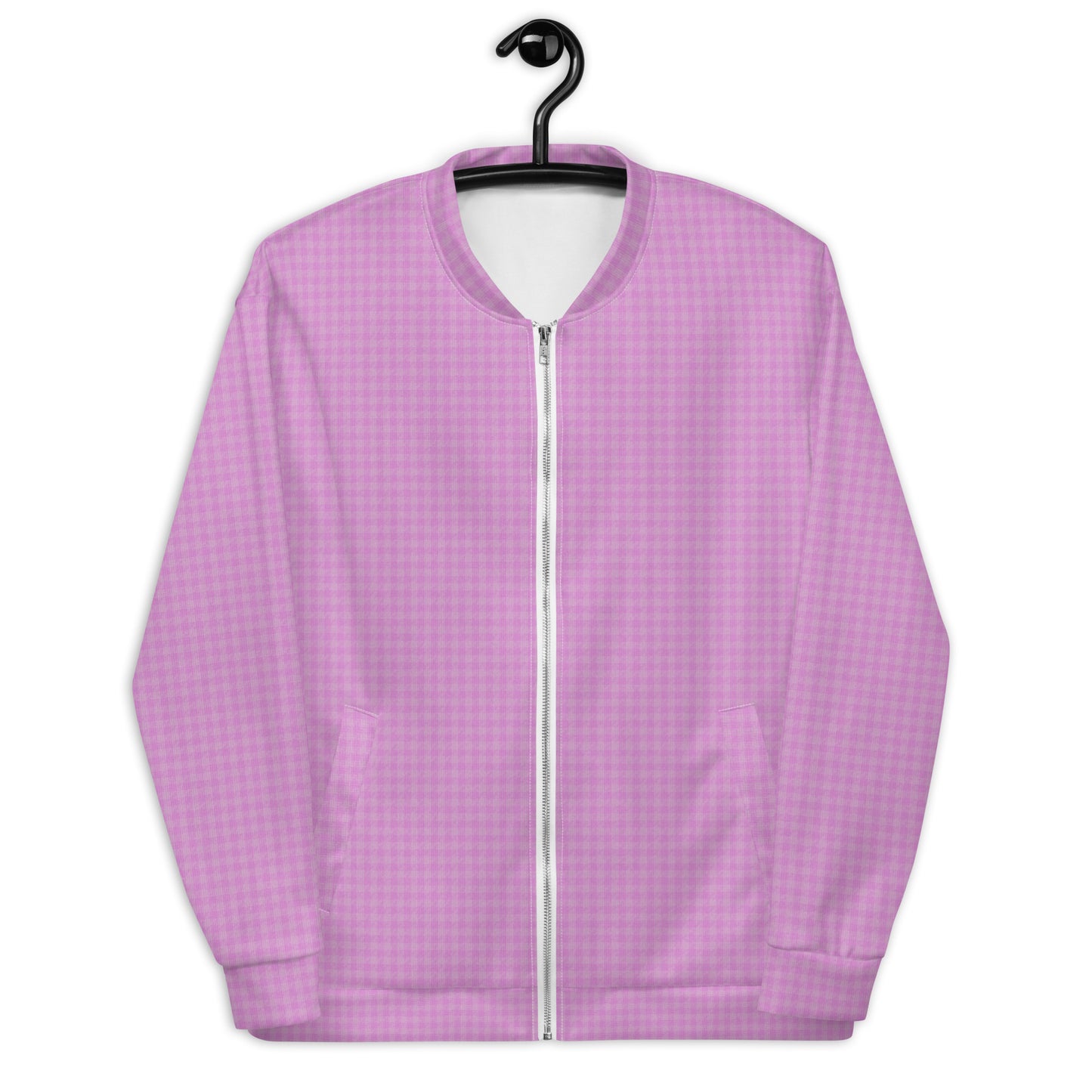 Women's Bomber Jacket Pink Houndstooth-Gingham Mix