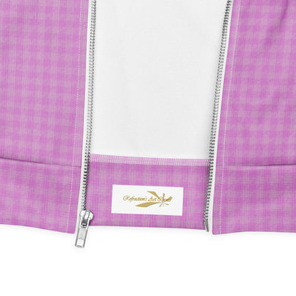 Women's Bomber Jacket Pink Houndstooth-Gingham Mix